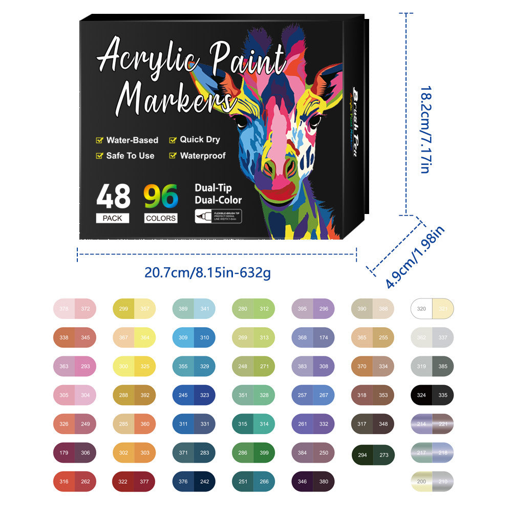 Dual Tip Acrylic Paint Pen Marker - 24/48/72/120 Colors