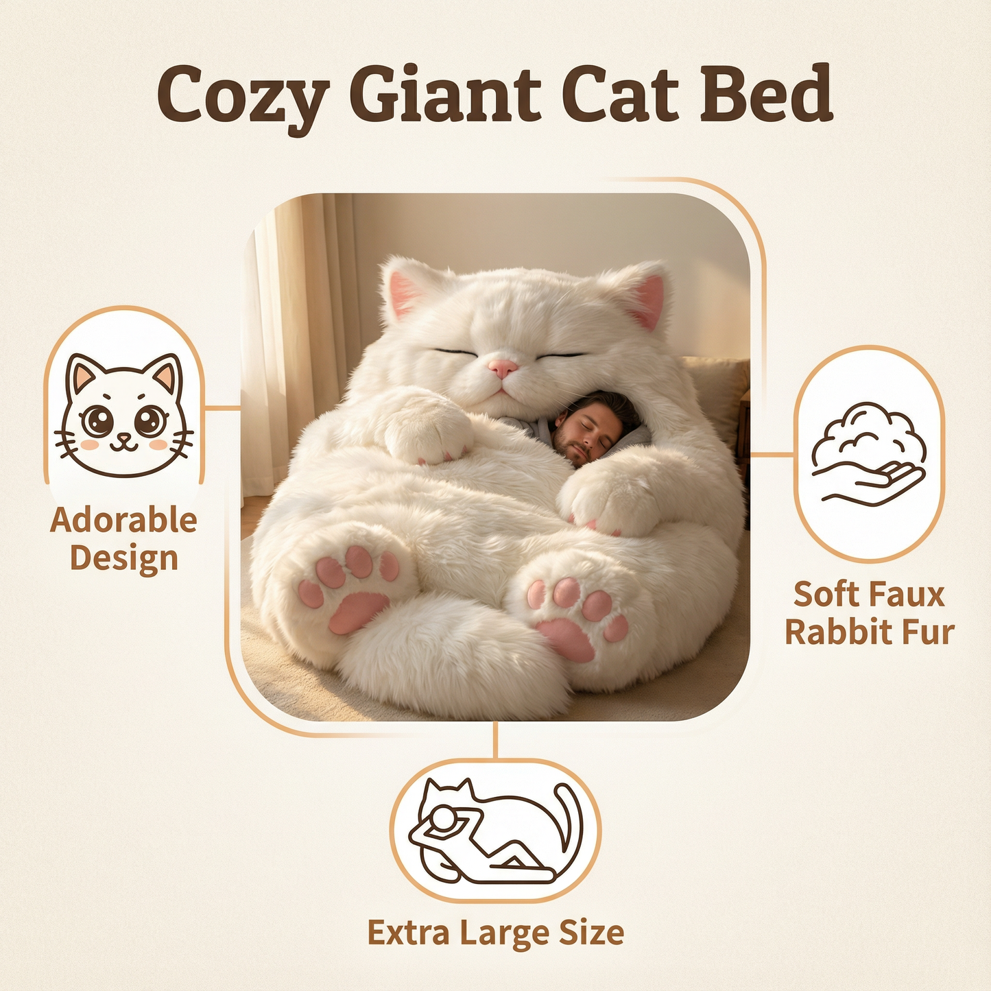 🔥Save up to 49% OFF ends soon🌟🐱 Fluffy cat sleeping bag– Soft, Warm & Purrfectly Cozy😴💤