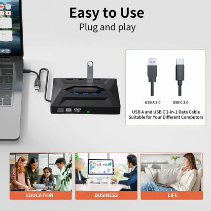 🔥Retro Laptop CD DVD Player USB C 3.0 Portable CD Burner