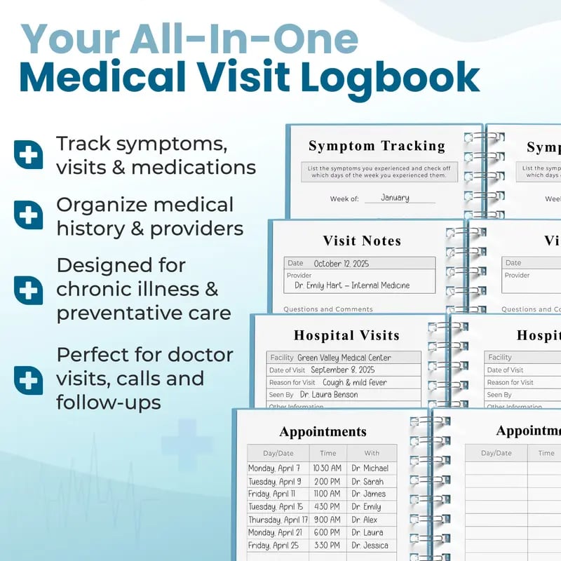 🔥Last Day SALE 50% OFF - 🩺❤️Doctor-Approved Medical Visit Logbook: Your Essential Medical Planner📘