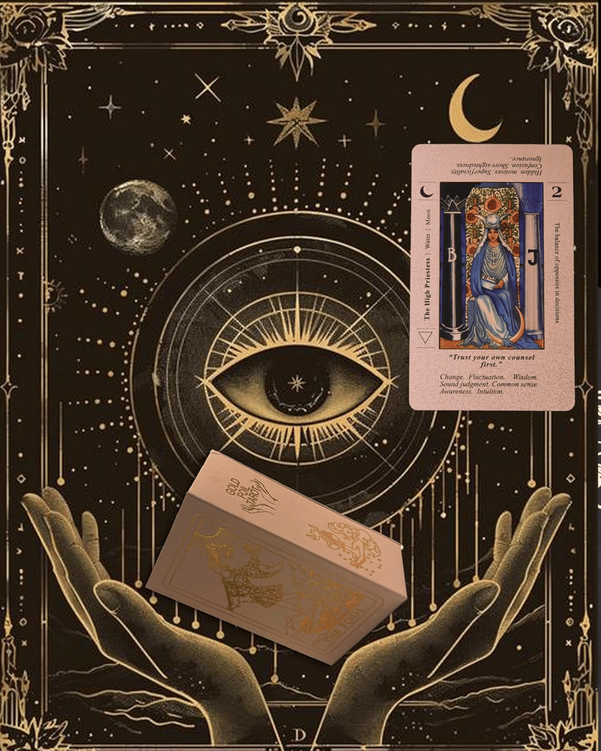 Rose Gold Tarot Cards with Guide Book Waterproof Wrinkle Resistant Foil Tarot Deck for Beginners Includes Chakras Planets Zodiac Signs Elements & Affirmations