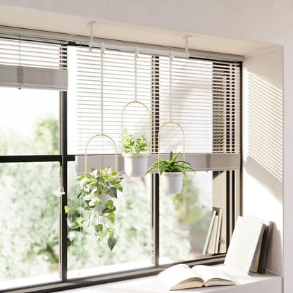 🌿Adjustable Hanging Window Planter Set – Metal Rod Plant Hanger with 3 Pots for Indoor & Outdoor Green Display