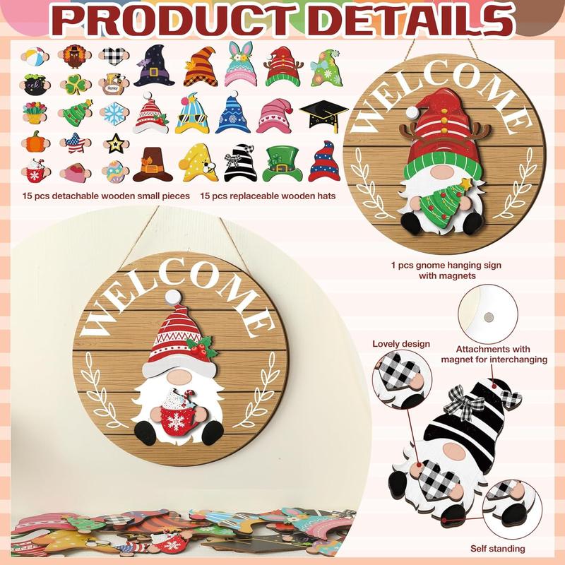💫Interchangeable Wooden Gnome Decor Holiday Seasonal Gnome Decorations🚪(📦Buy 2 Free Shipping)