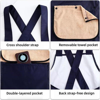 🔥Last Day 50% OFF - 🔥 Apron with Pockets for Women and Men Cross Back Design with Towel