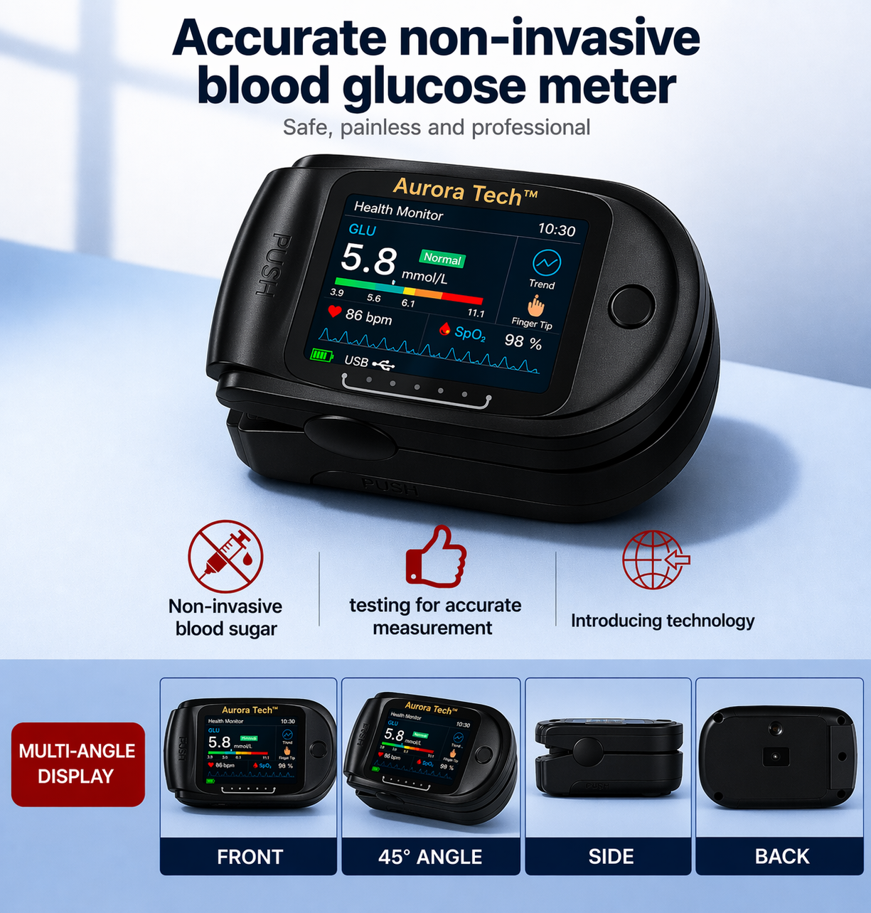 ⭐Aurora Tech™Non-Invasive AI Blood Sugar Analyzer | High-Precision 99.9% Accuracy | TGA Certified