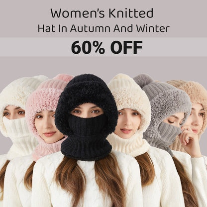 🎄Christmas Sale 49% OFF⛄️Women’s Thermal Knit Hood – Fleece-Lined Winter Hat, Neck Warmer & Face Cover Combo