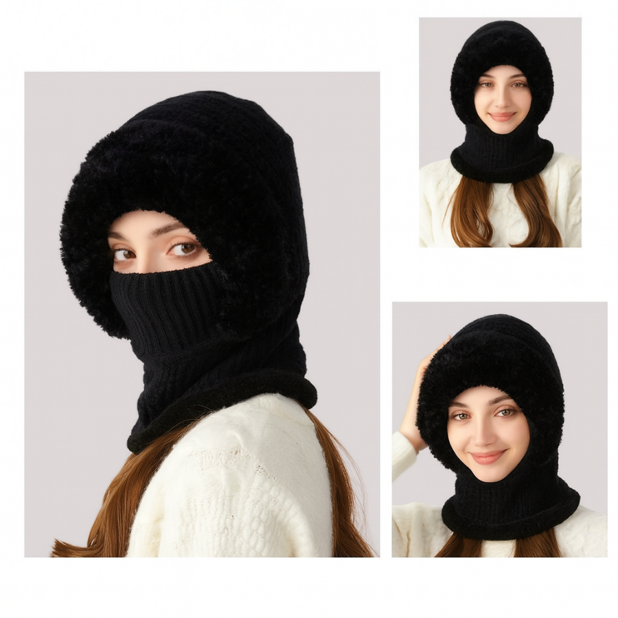 🎄Christmas Sale 49% OFF⛄️Women’s Thermal Knit Hood – Fleece-Lined Winter Hat, Neck Warmer & Face Cover Combo
