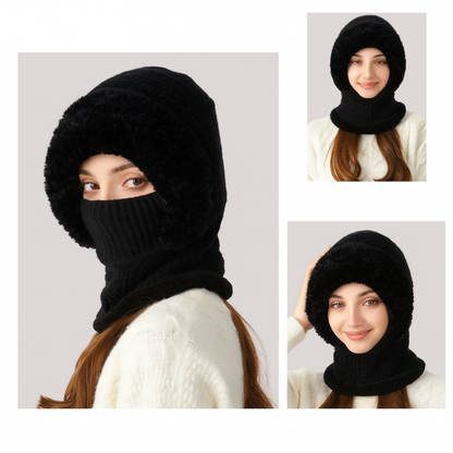 🎄Christmas Sale 49% OFF⛄️Women’s Thermal Knit Hood – Fleece-Lined Winter Hat, Neck Warmer & Face Cover Combo