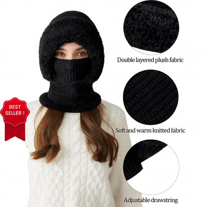 🎄Christmas Sale 49% OFF⛄️Women’s Thermal Knit Hood – Fleece-Lined Winter Hat, Neck Warmer & Face Cover Combo