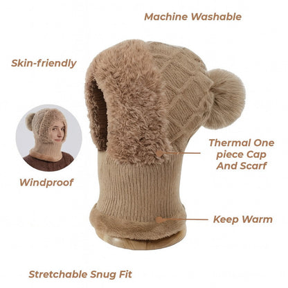 🎄Christmas Sale 49% OFF⛄️Women’s Thermal Knit Hood – Fleece-Lined Winter Hat, Neck Warmer & Face Cover Combo