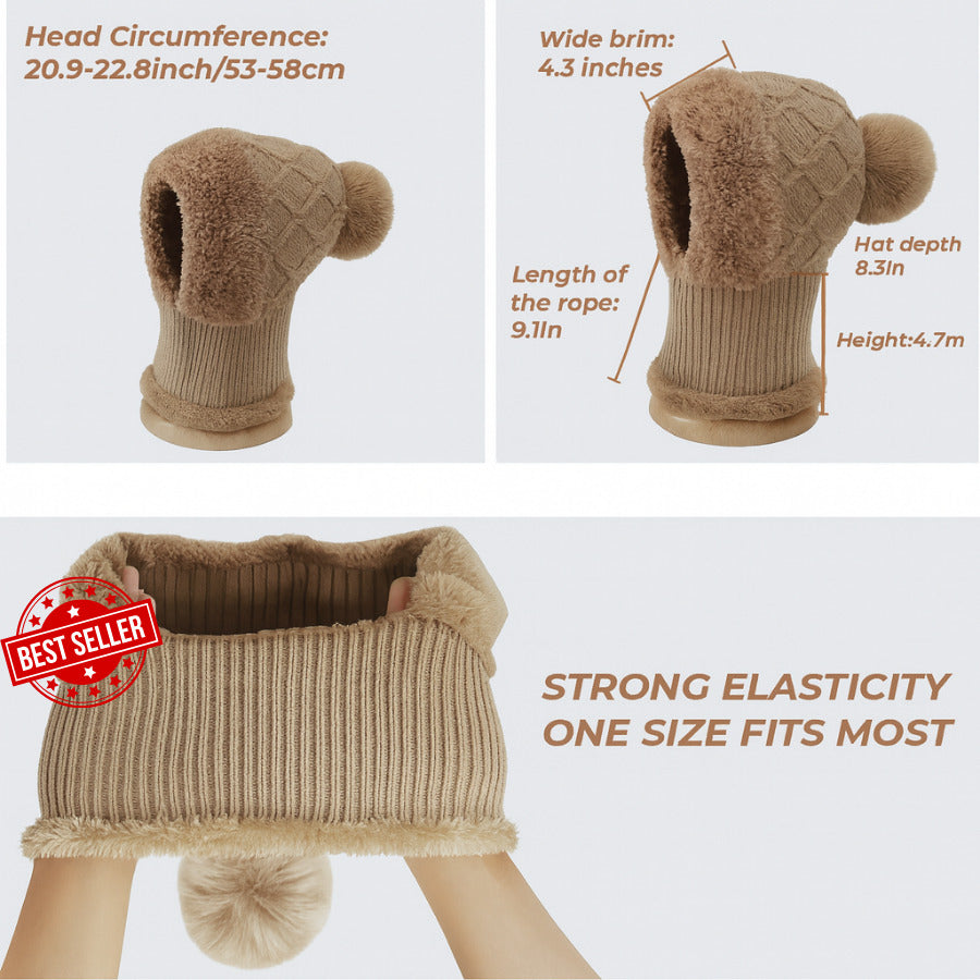 🎄Christmas Sale 49% OFF⛄️Women’s Thermal Knit Hood – Fleece-Lined Winter Hat, Neck Warmer & Face Cover Combo