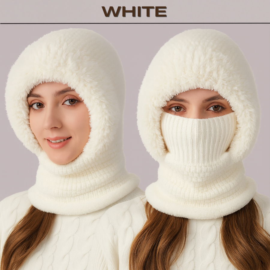 🎄Christmas Sale 49% OFF⛄️Women’s Thermal Knit Hood – Fleece-Lined Winter Hat, Neck Warmer & Face Cover Combo