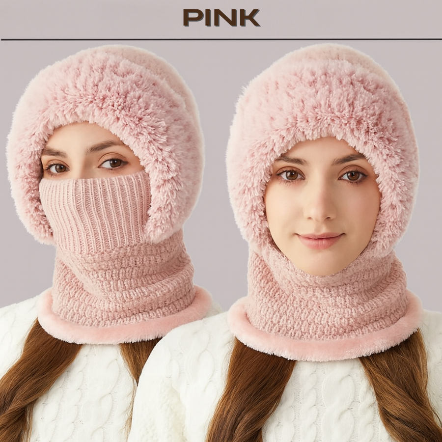 🎄Christmas Sale 49% OFF⛄️Women’s Thermal Knit Hood – Fleece-Lined Winter Hat, Neck Warmer & Face Cover Combo