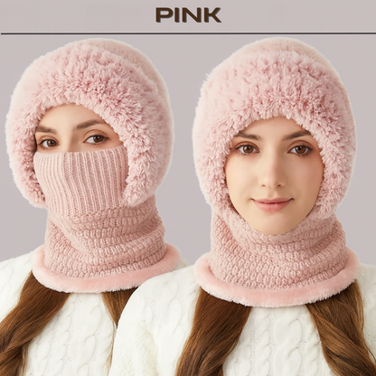 🎄Christmas Sale 49% OFF⛄️Women’s Thermal Knit Hood – Fleece-Lined Winter Hat, Neck Warmer & Face Cover Combo