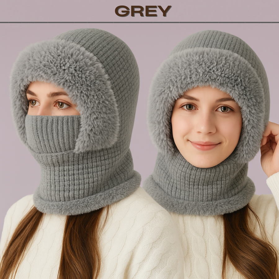 🎄Christmas Sale 49% OFF⛄️Women’s Thermal Knit Hood – Fleece-Lined Winter Hat, Neck Warmer & Face Cover Combo