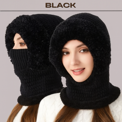 🎄Christmas Sale 49% OFF⛄️Women’s Thermal Knit Hood – Fleece-Lined Winter Hat, Neck Warmer & Face Cover Combo