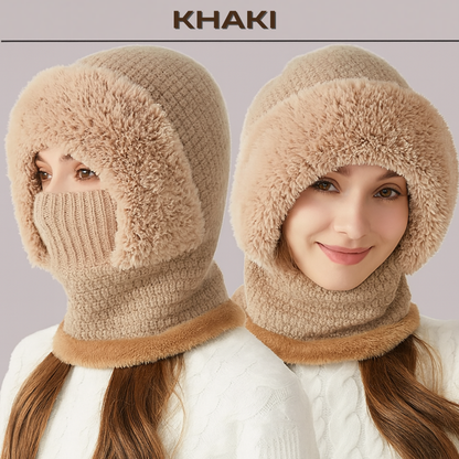 🎄Christmas Sale 49% OFF⛄️Women’s Thermal Knit Hood – Fleece-Lined Winter Hat, Neck Warmer & Face Cover Combo