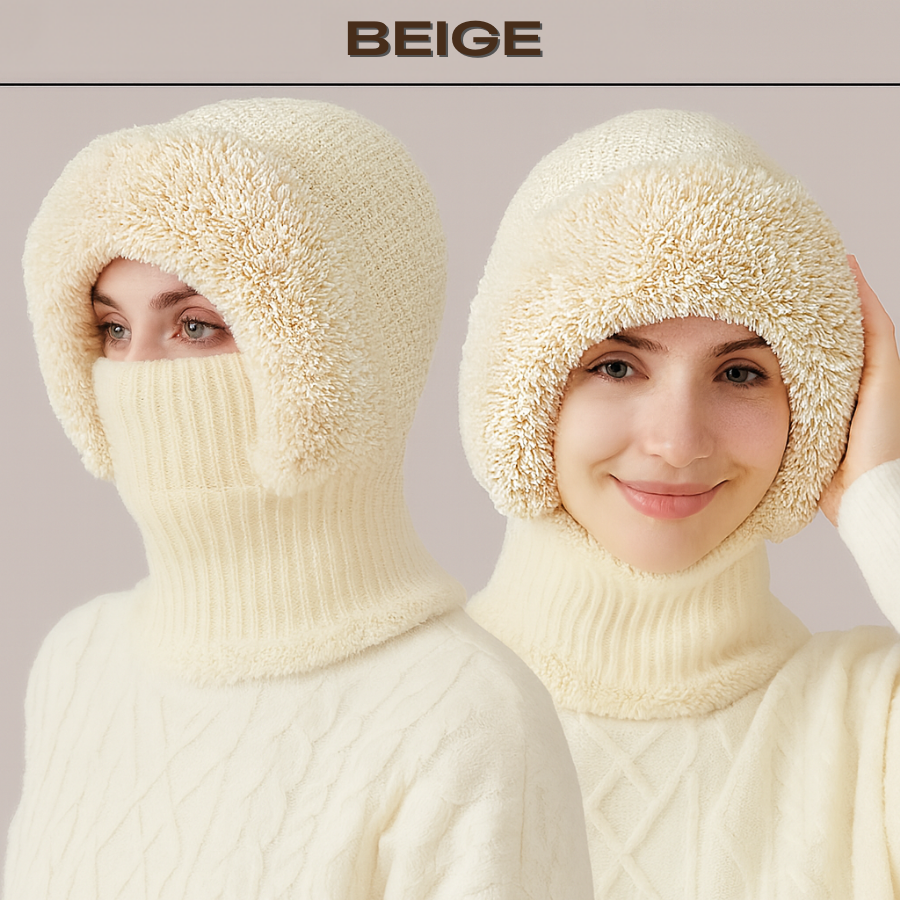 🎄Christmas Sale 49% OFF⛄️Women’s Thermal Knit Hood – Fleece-Lined Winter Hat, Neck Warmer & Face Cover Combo