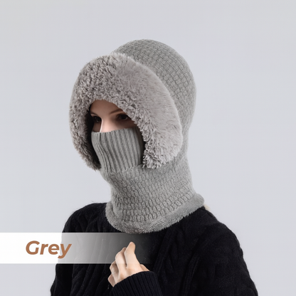 🎄Christmas Sale 49% OFF⛄️Women’s Thermal Knit Hood – Fleece-Lined Winter Hat, Neck Warmer & Face Cover Combo