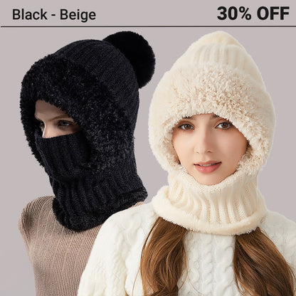 🎄Christmas Sale 49% OFF⛄️Women’s Thermal Knit Hood – Fleece-Lined Winter Hat, Neck Warmer & Face Cover Combo