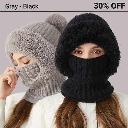 🎄Christmas Sale 49% OFF⛄️Women’s Thermal Knit Hood – Fleece-Lined Winter Hat, Neck Warmer & Face Cover Combo