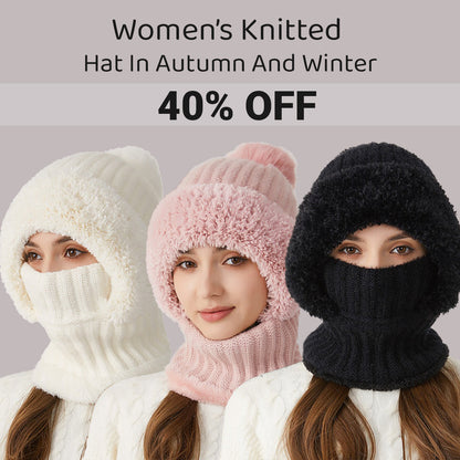 🎄Christmas Sale 49% OFF⛄️Women’s Thermal Knit Hood – Fleece-Lined Winter Hat, Neck Warmer & Face Cover Combo