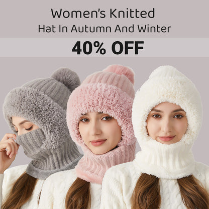 🎄Christmas Sale 49% OFF⛄️Women’s Thermal Knit Hood – Fleece-Lined Winter Hat, Neck Warmer & Face Cover Combo