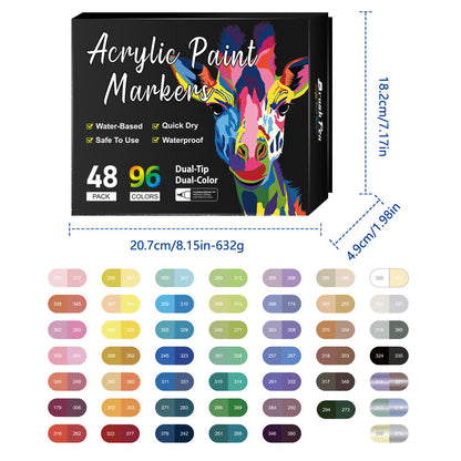 Dual Tip Acrylic Paint Pen Marker - 24/48/72/120 Colors