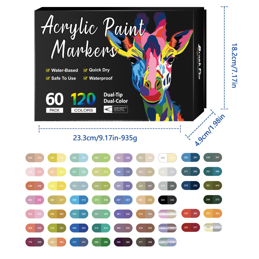 Dual Tip Acrylic Paint Pen Marker - 24/48/72/120 Colors