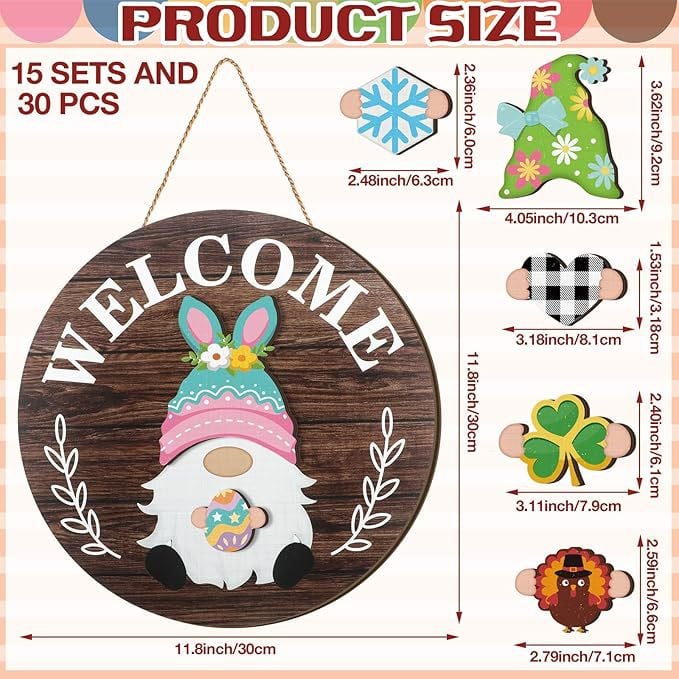 💫Interchangeable Wooden Gnome Decor Holiday Seasonal Gnome Decorations🚪(📦Buy 2 Free Shipping)