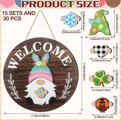 💫Interchangeable Wooden Gnome Decor Holiday Seasonal Gnome Decorations🚪(📦Buy 2 Free Shipping)