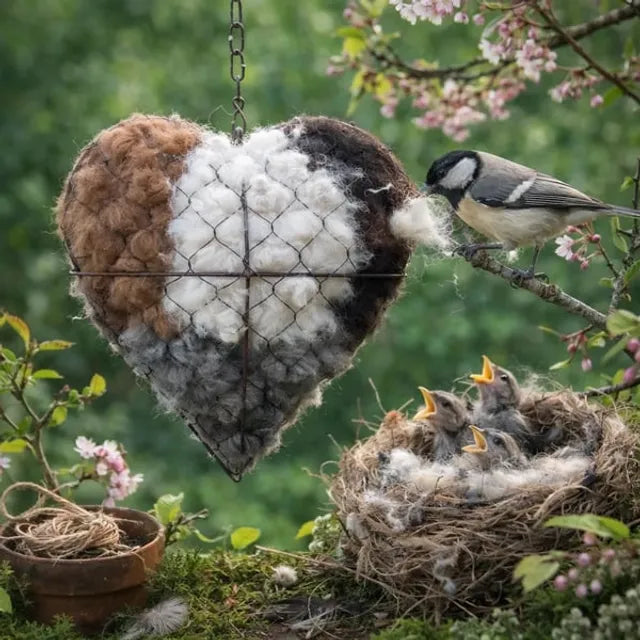🔥LAST DAY 50% OFF - 🕊️🏡Handmade Natural Alpaca Fiber Bird Nesting Heart❤️Bird lovers gift